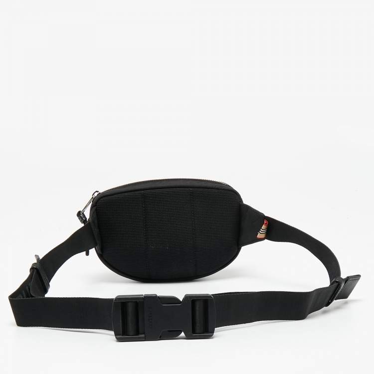 Pre Owned Burberry Black Logo Print Nylon Cannon Bum Bag