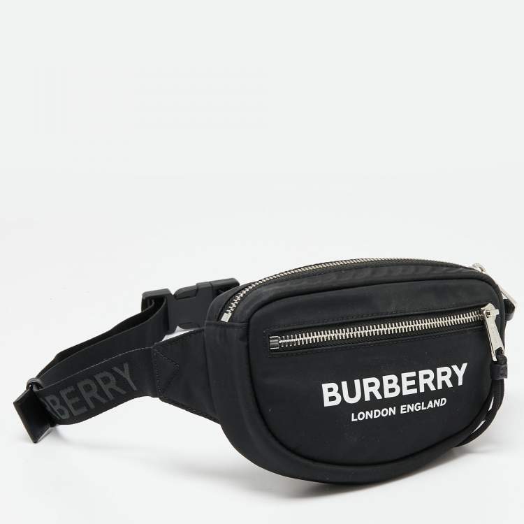 Pre Owned Burberry Black Logo Print Nylon Cannon Bum Bag