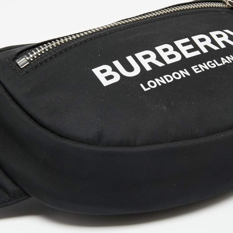 Pre Owned Burberry Black Logo Print Nylon Cannon Bum Bag