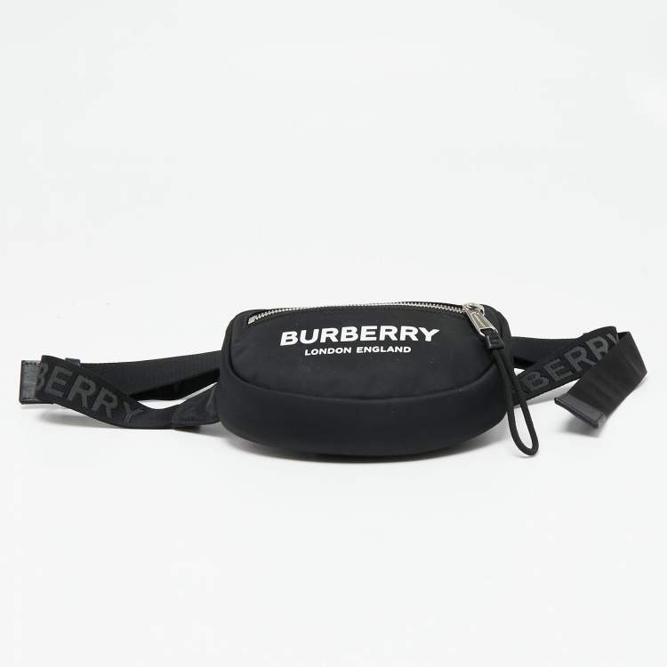 Pre Owned Burberry Black Logo Print Nylon Cannon Bum Bag