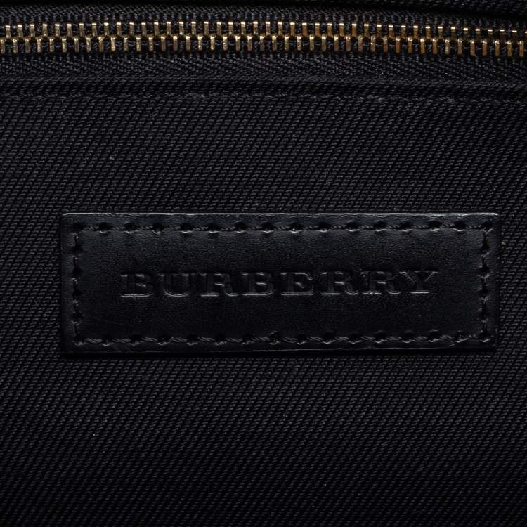 Pre Owned Burberry Black/Dark Brown Smoke Checked PVC And Leather Messenger Bag