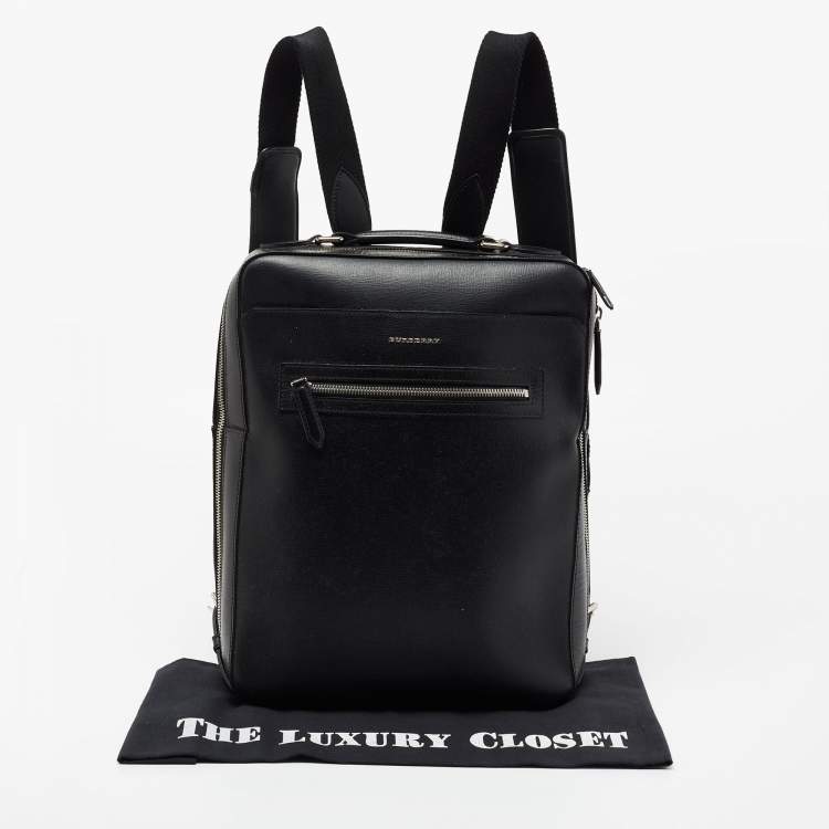 Pre Owned Burberry Black Leather Westport Square Backpack