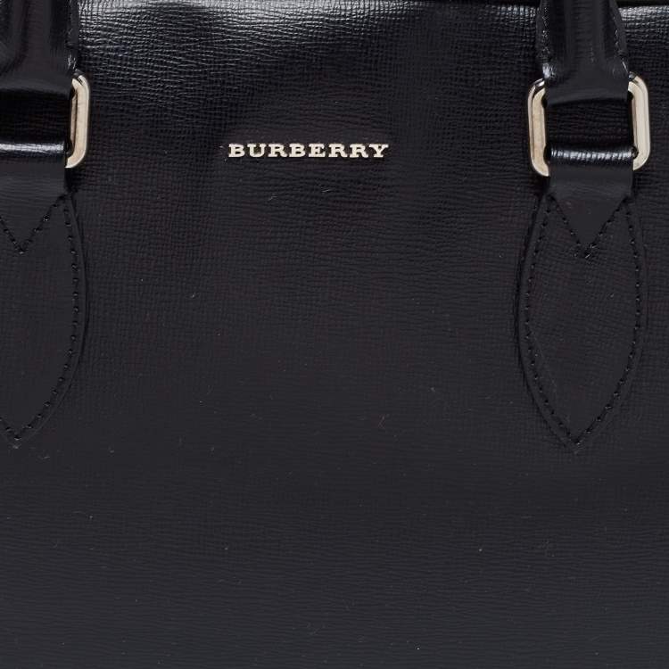 Pre Owned Burberry Black Leather Briefcase Bag