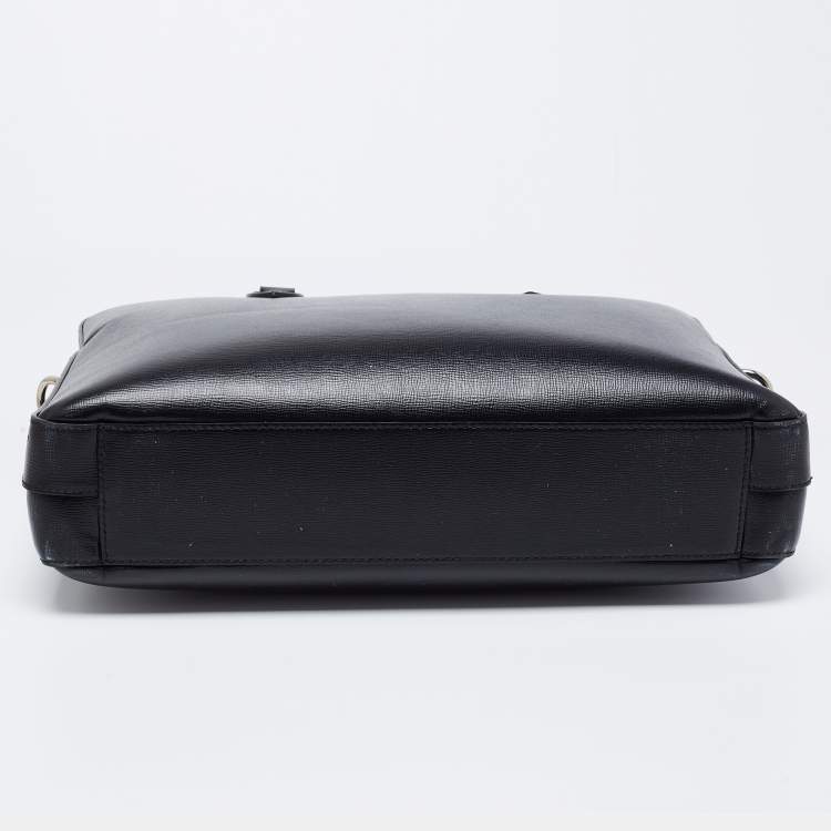 Pre Owned Burberry Black Leather Briefcase Bag