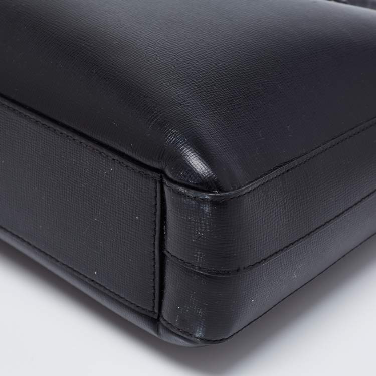 Pre Owned Burberry Black Leather Briefcase Bag