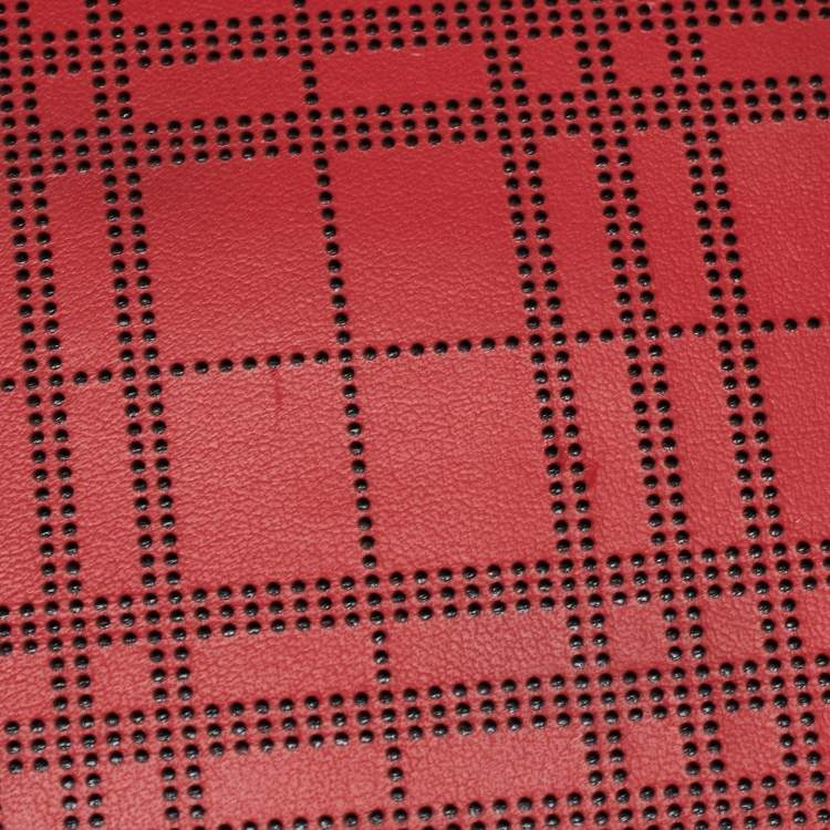 Pre Owned Burberry Red Perforated Leather Bill Bifold Wallet