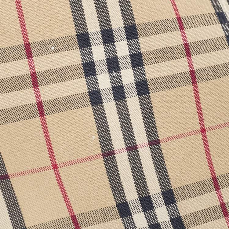 Pre Owned Burberry Beige/Black Nova Check Canvas and Leather Messenger Bag