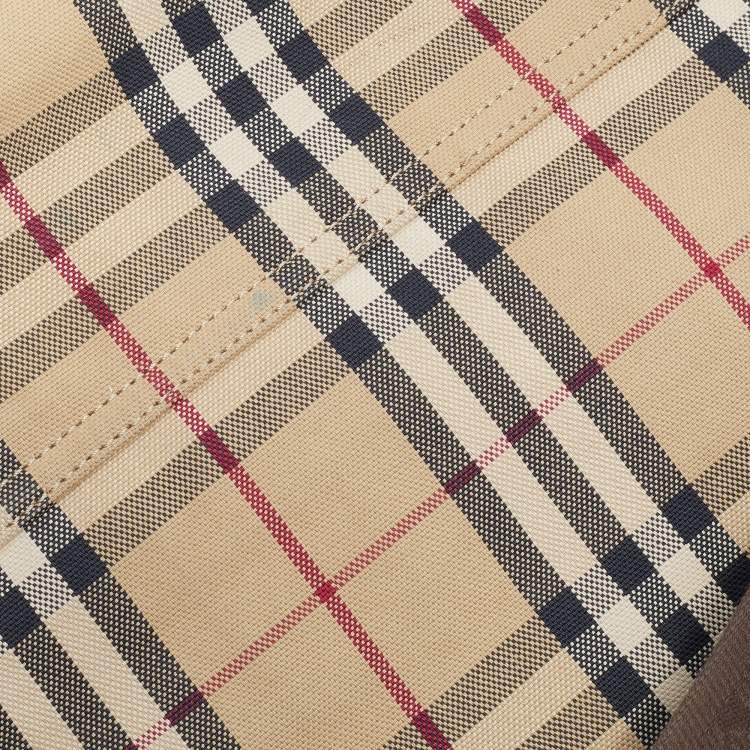 Pre Owned Burberry Beige/Black Nova Check Canvas and Leather Messenger Bag