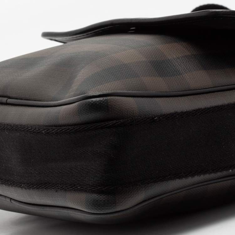 Pre Owned Burberry Brown/Black Smoked Check PVC And Canvas Flap Messenger Bag