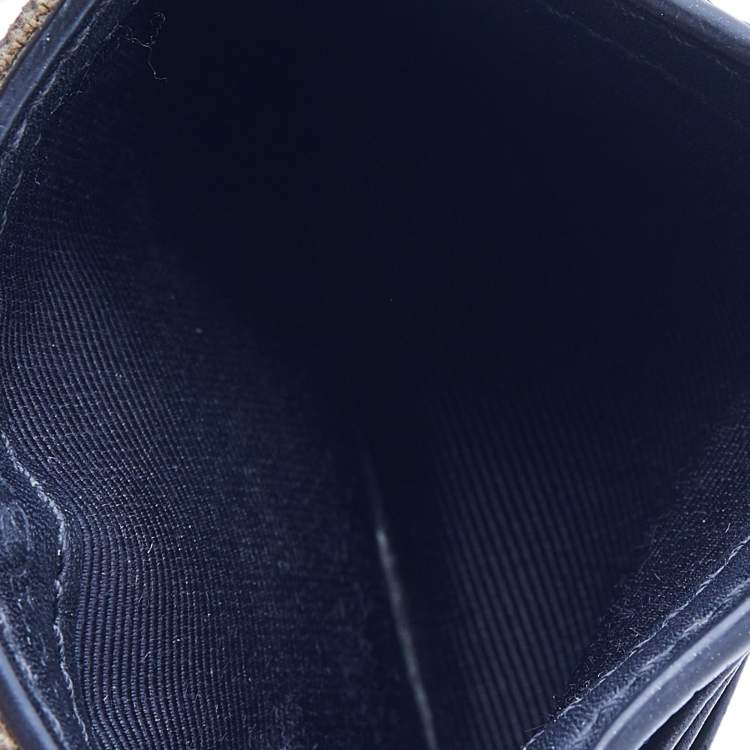 Pre Owned Burberry Black/Beige Leather And Vintage Canvas Check Money Clip Wallet