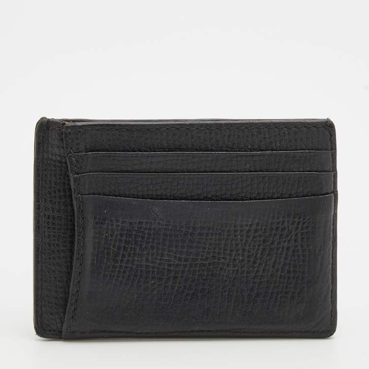 Pre Owned Burberry Black/Beige Leather And Vintage Canvas Check Money Clip Wallet