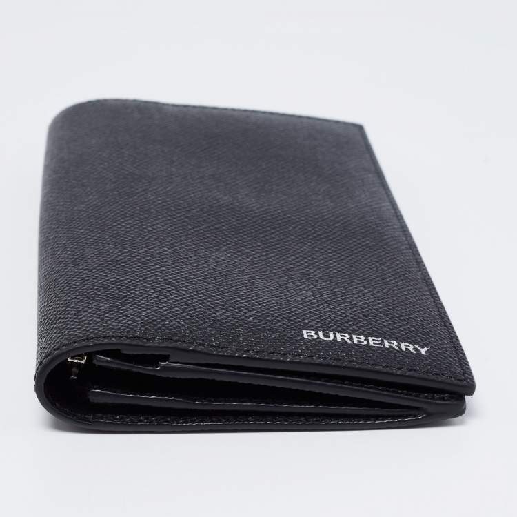 Pre Owned Burberry Black Leather Bifold Long Wallet