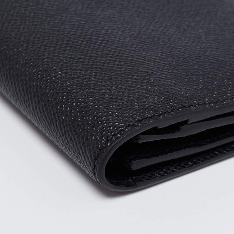 Pre Owned Burberry Black Leather Bifold Long Wallet