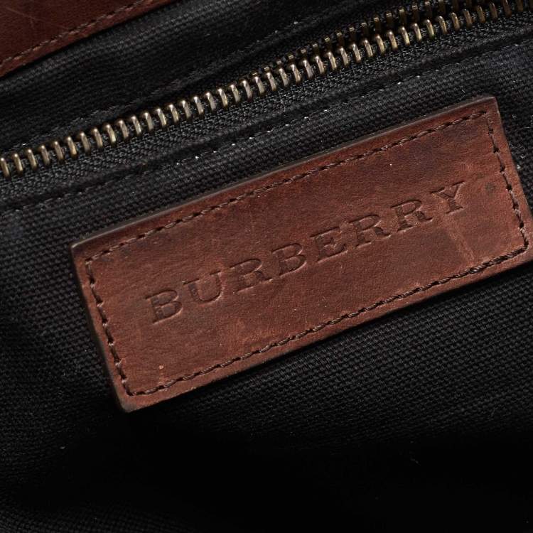 Pre Owned Burberry Beige/Brown Housecheck Canvas and Leather Messenger Bag