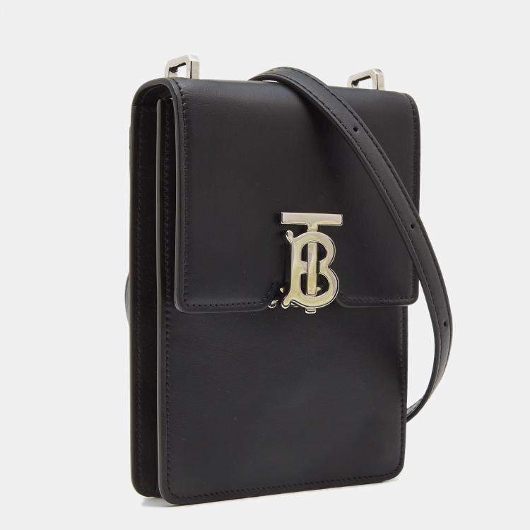 Pre Owned Burberry Black Leather Robin Crossbody Bag