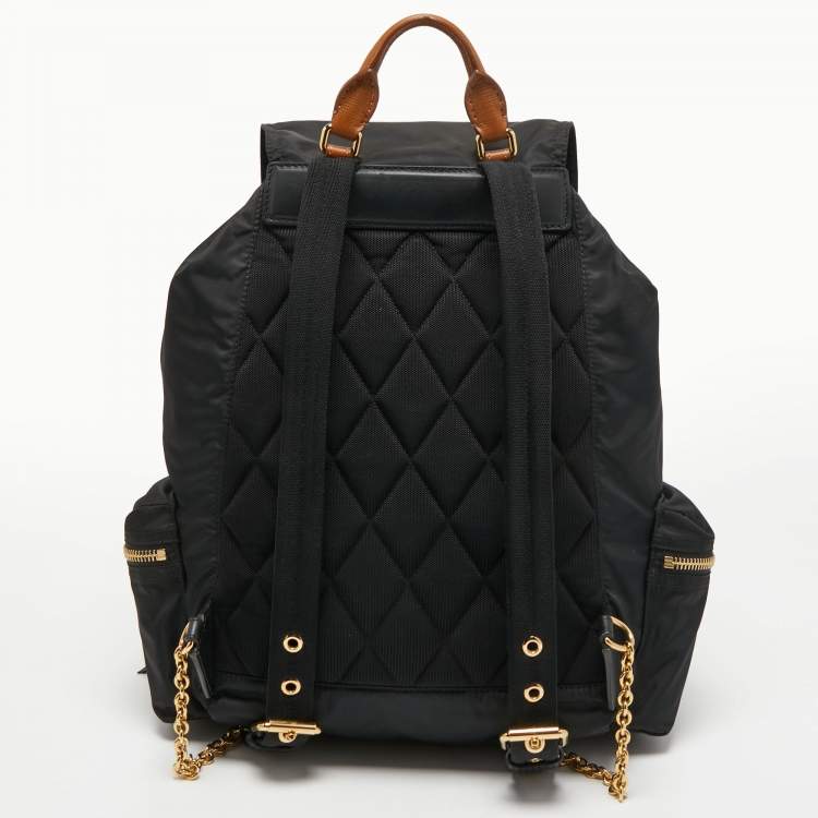 Pre Owned Burberry Black Nylon Rucksuck Backpack w/AMB Embroidered
