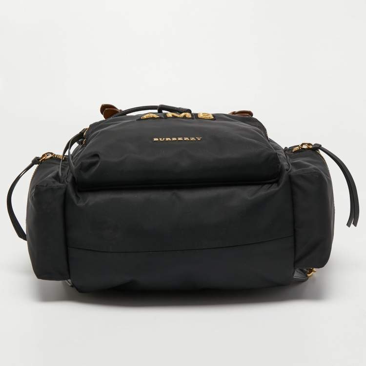 Pre Owned Burberry Black Nylon Rucksuck Backpack w/AMB Embroidered