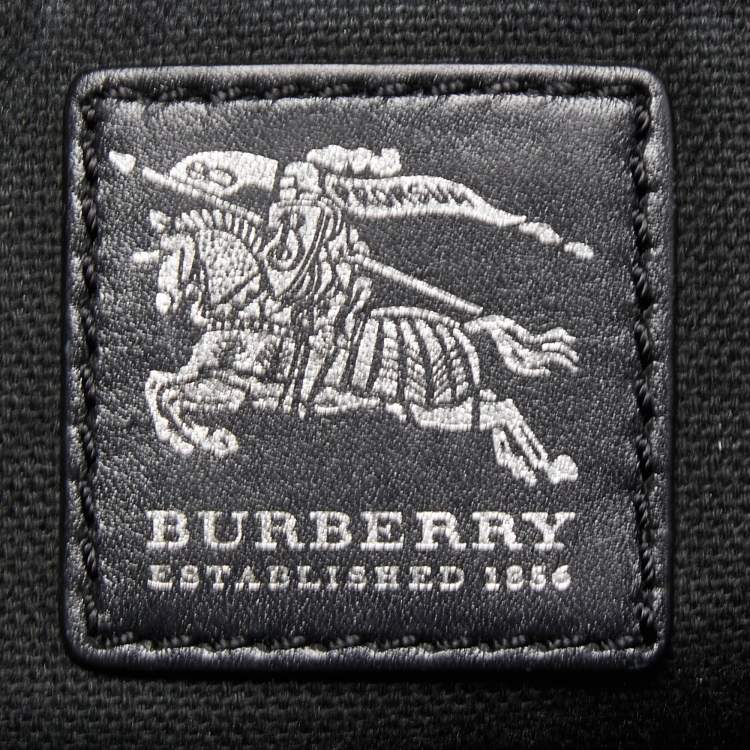 Pre Owned Burberry Black/Grey Check PVC and Leather Large Burleigh Messenger Bag