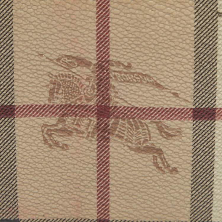 Pre Owned Burberry Beige/Brown Haymarket Check Coated Canvas and Leather Bifold Wallet