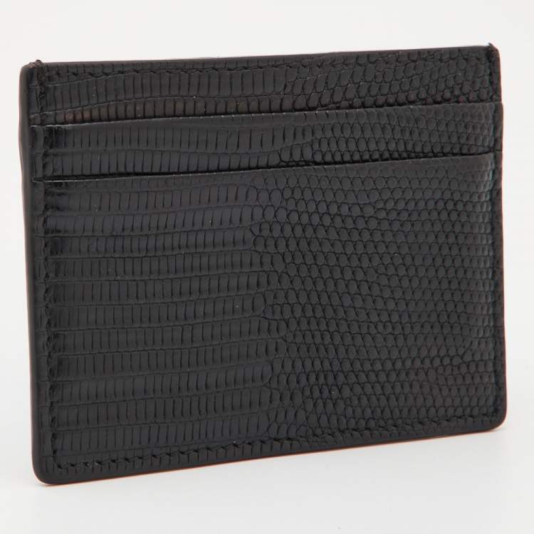 Pre Owned Burberry Black Lizard Card Holder