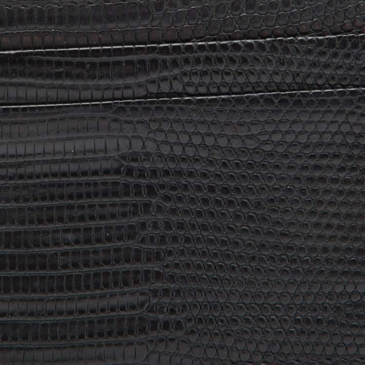 Pre Owned Burberry Black Lizard Card Holder