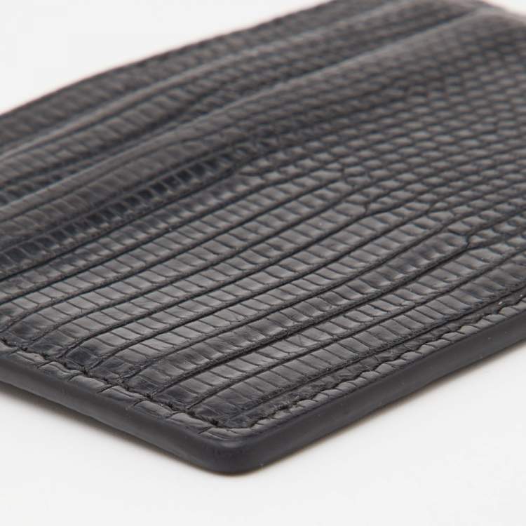 Pre Owned Burberry Black Lizard Card Holder