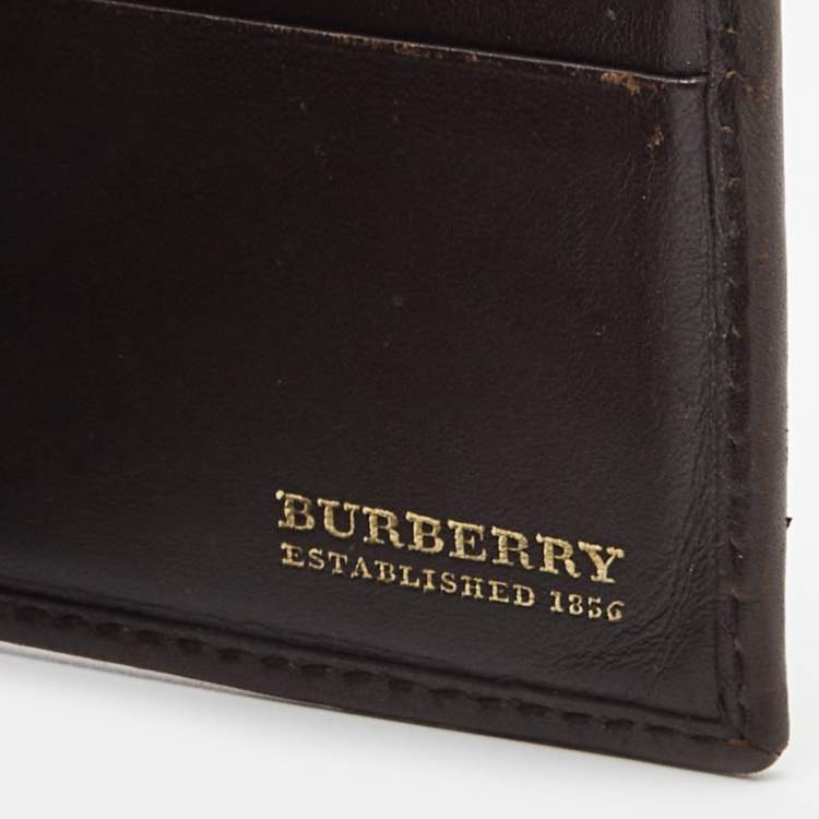 Pre Owned Burberry Beige/Brown Haymarket PVC and Leather Bifold Wallet