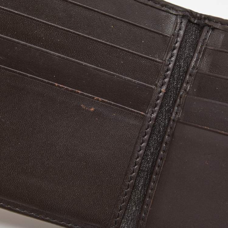 Pre Owned Burberry Beige/Brown Haymarket PVC and Leather Bifold Wallet