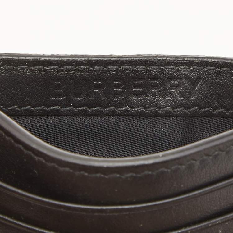 Pre Owned Burberry Black/Beige House Check Coated Canvas and Leather Money Clip Card Holder