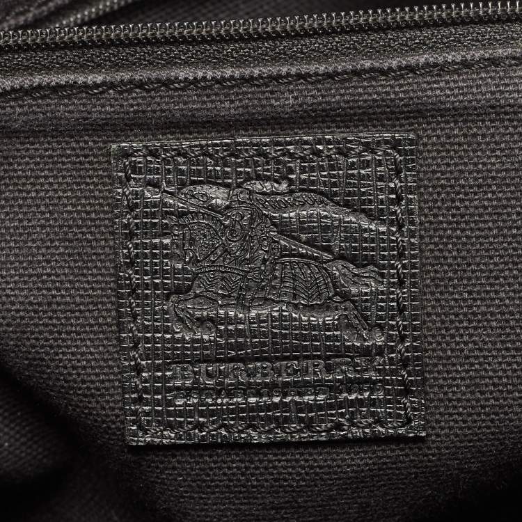 Pre Owned Burberry Black/Beige Haymarket Fabric and Leather Messenger Bag