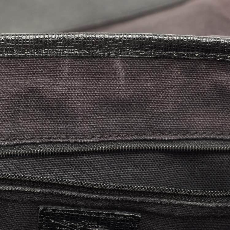 Pre Owned Burberry Black/Beige Haymarket Fabric and Leather Messenger Bag
