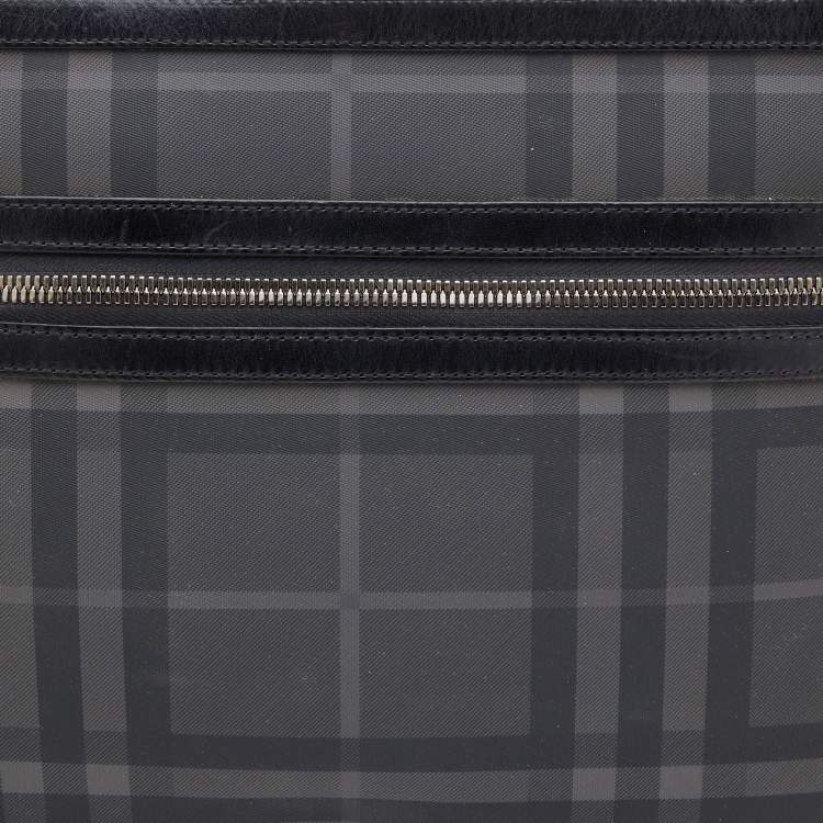 Pre Owned Burberry Grey/Black  London Check Coated Canvas and Leather Documents Portfolio Case