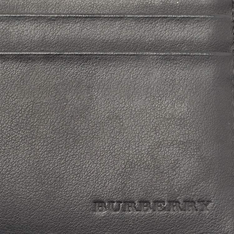 Pre Owned Burberry Navy Blue/Green Printed Leather Bifold Wallet