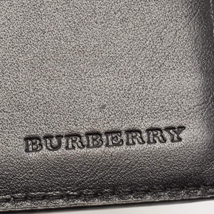 Pre Owned Burberry Charcoal Check Grafitti Print Coated Canvas Bifold Wallet