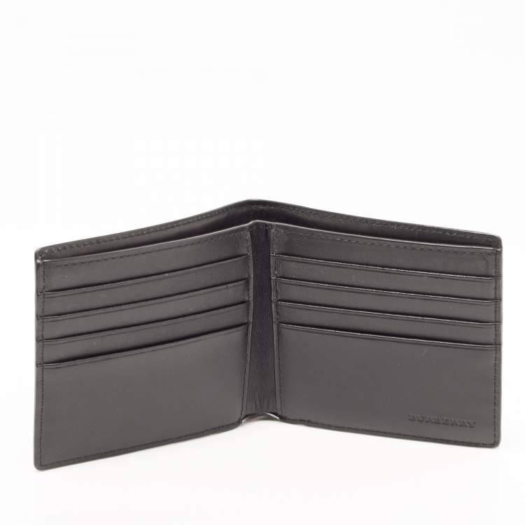 Pre Owned Burberry Charcoal Check Grafitti Print Coated Canvas Bifold Wallet