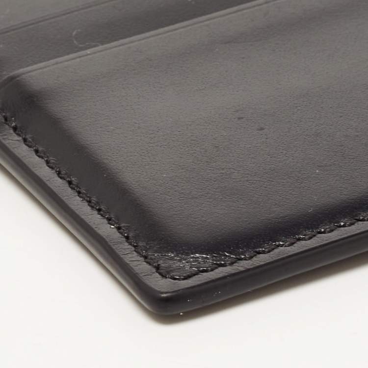 Pre Owned Burberry Black TB Logo Leather Card Holder