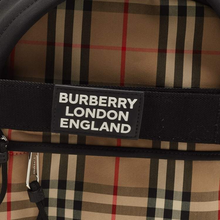 Pre Owned Burberry Black/Beige Vintage Check Canvas Large Nevis Backpack