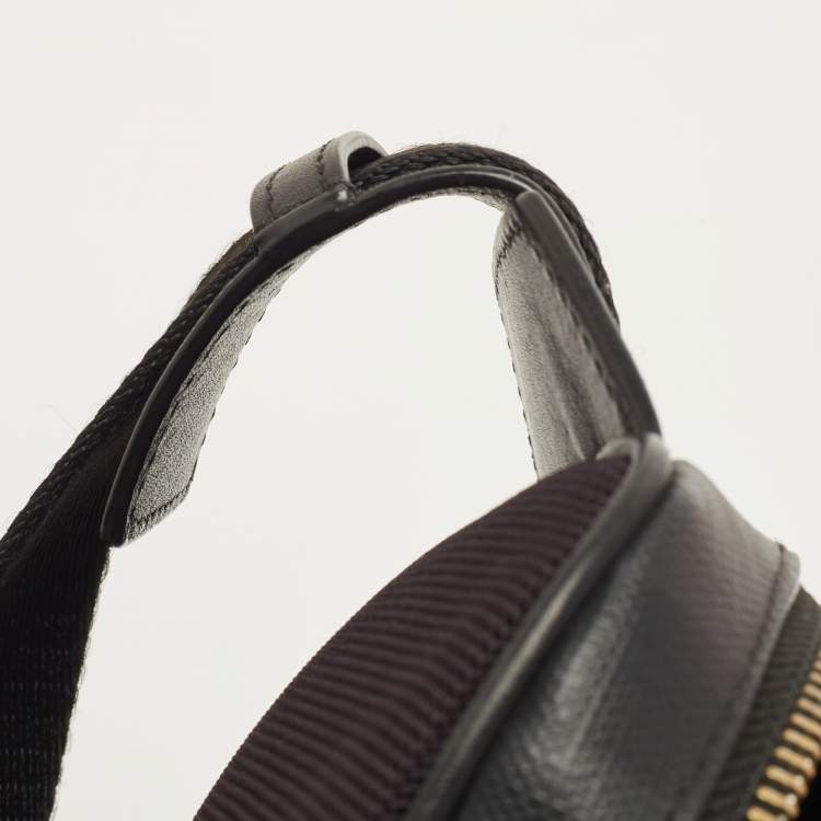 Pre Owned Burberry Black Check Coated Canvas Belt Bag