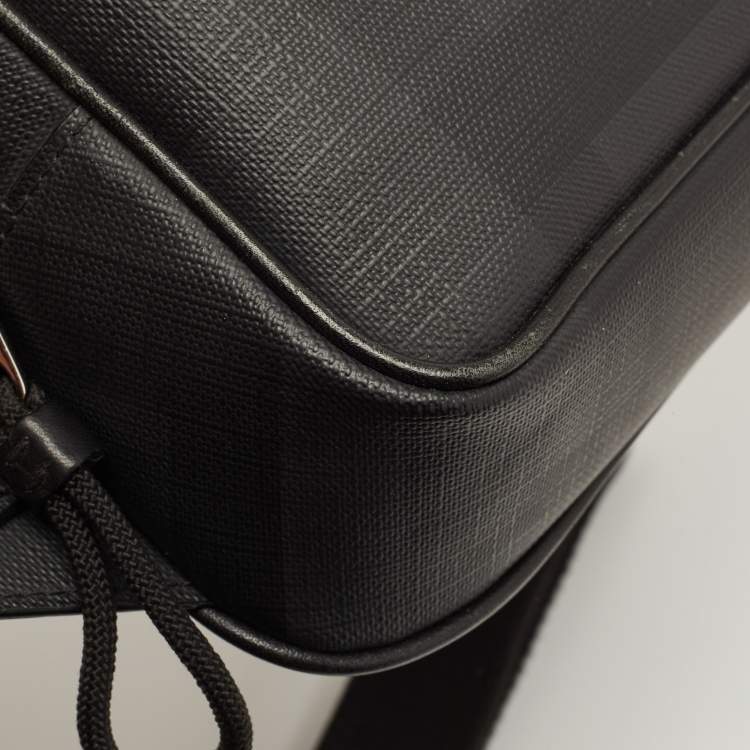 Pre Owned Burberry Black Check Coated Canvas Belt Bag