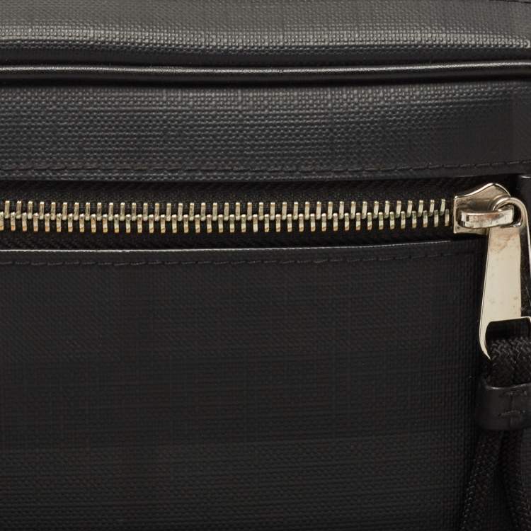 Pre Owned Burberry Black Check Coated Canvas Belt Bag