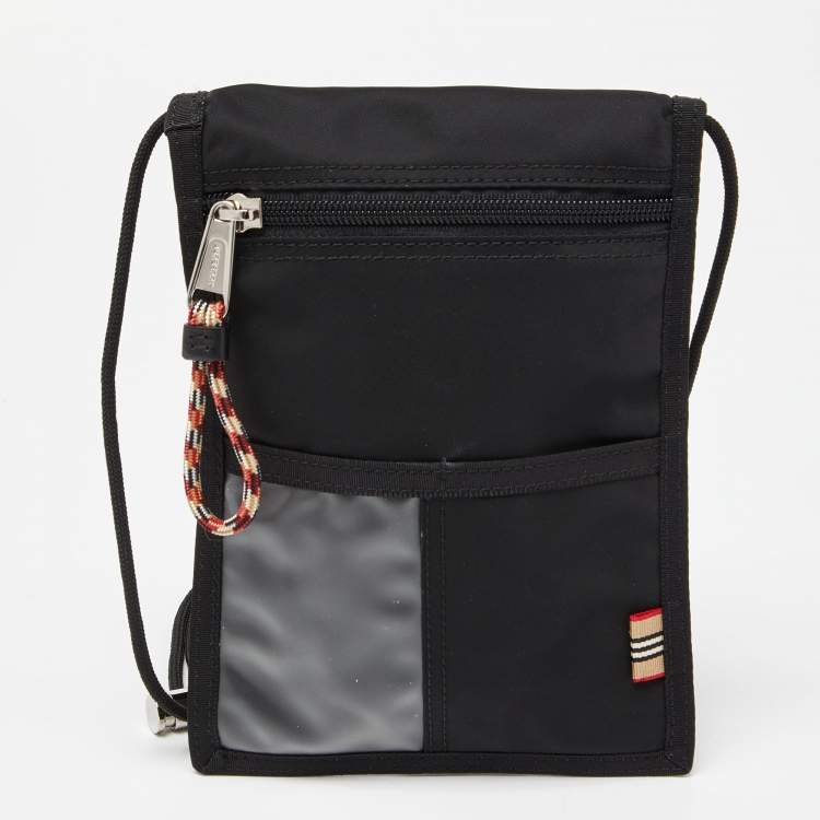 Pre Owned Burberry Black Nylon Logo Pouch