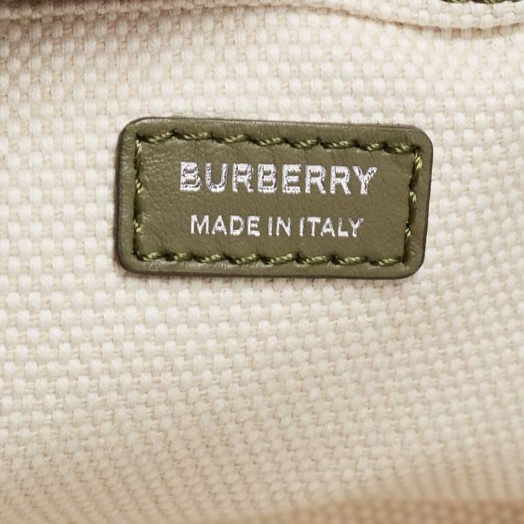 Pre Owned Burberry Green Camouflage Coated and Canvas Phoebe Drawstring Pouch
