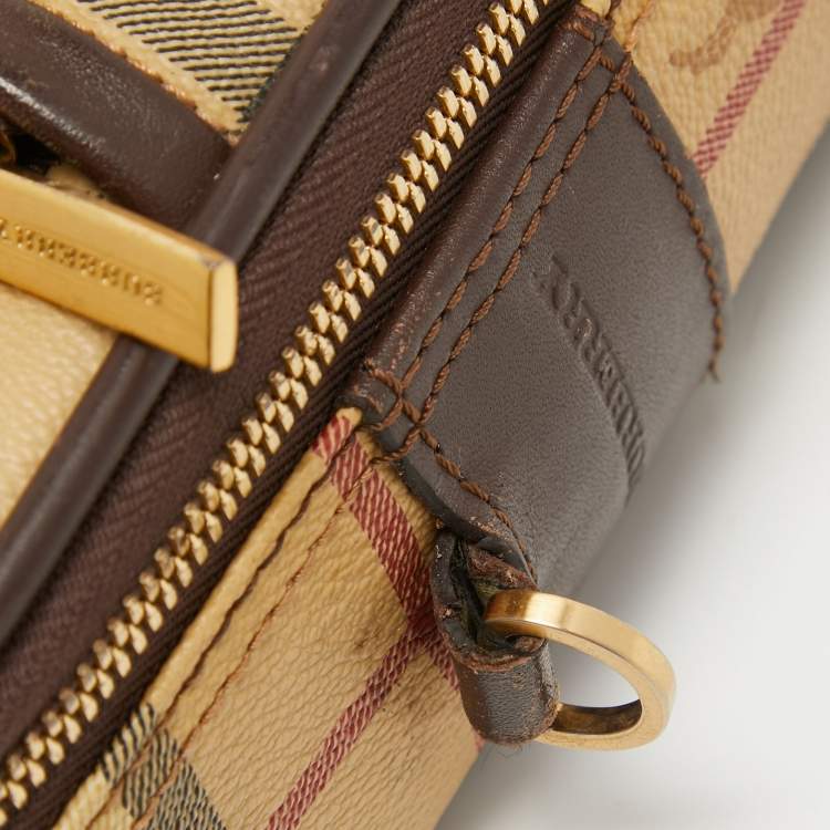 Pre Owned Burberry Beige Haymarket Coated Canvas Briefcase
