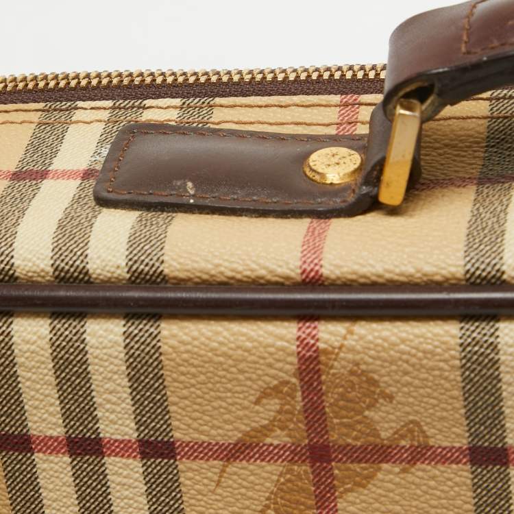 Pre Owned Burberry Beige Haymarket Coated Canvas Briefcase