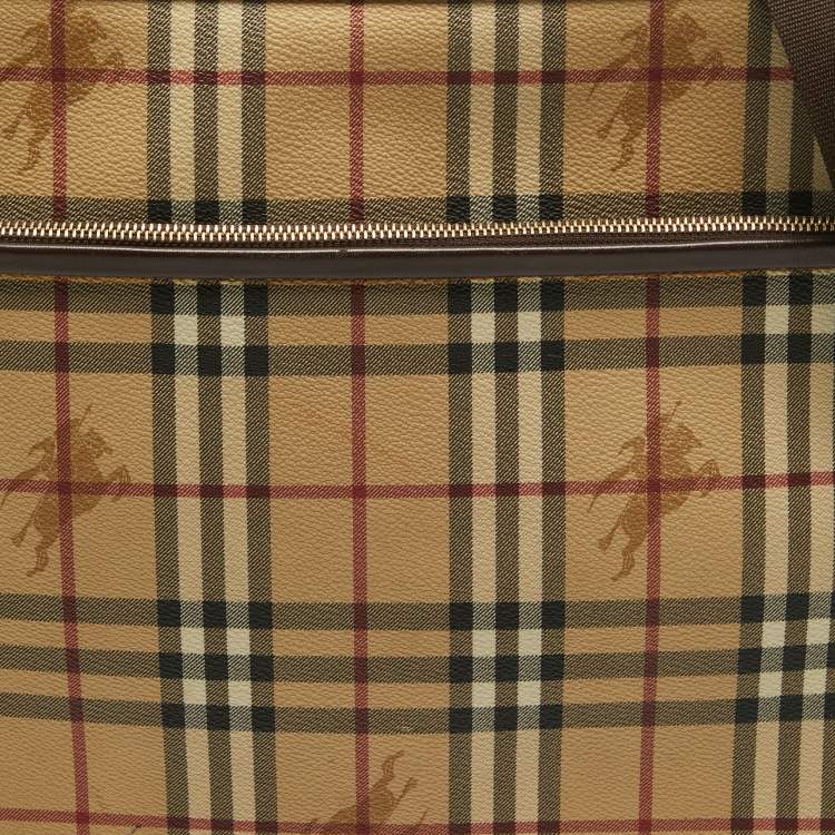 Pre Owned Burberry Beige Haymarket Coated Canvas Briefcase