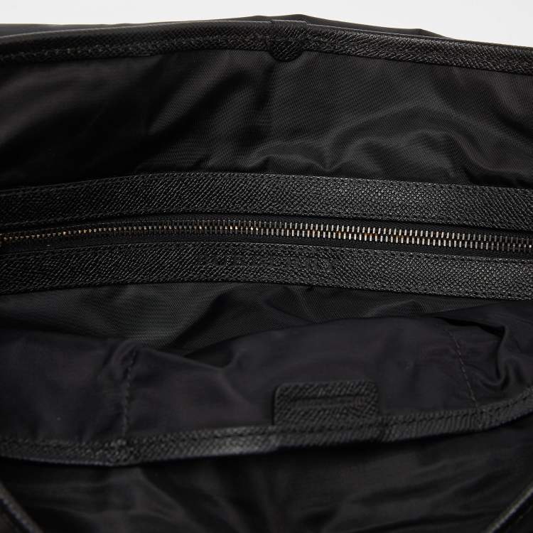 Pre Owned Burberry Grey/Black Smoke Check Nylon and Leather Messenger Bag