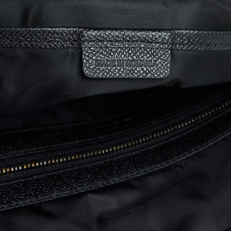 Pre Owned Burberry Grey/Black Smoke Check Nylon and Leather Messenger Bag