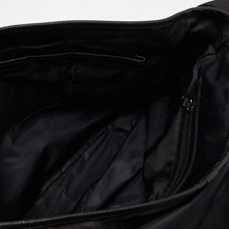 Pre Owned Burberry Grey/Black Smoke Check Nylon and Leather Messenger Bag