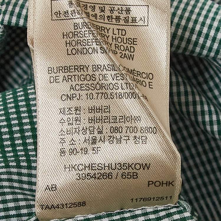 Pre Owned Burberry Green Gingham Logo Embroidered Cotton Buttoned Down Shirt L