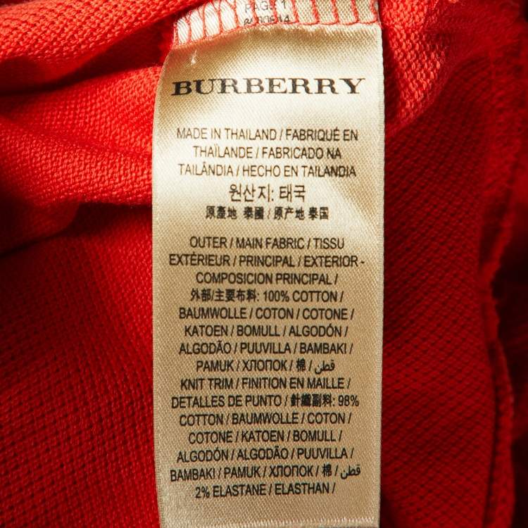 Pre Owned Burberry Red Cotton Knit Polo T-Shirt S